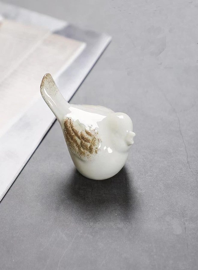 ALHBEJT Small Birds Statues White Ceramic Home Decor Modern Style Decorative Ornaments Animal Figurines for Living Room Bedroom Home Office Cabinets (2Pcs White) - Image 3